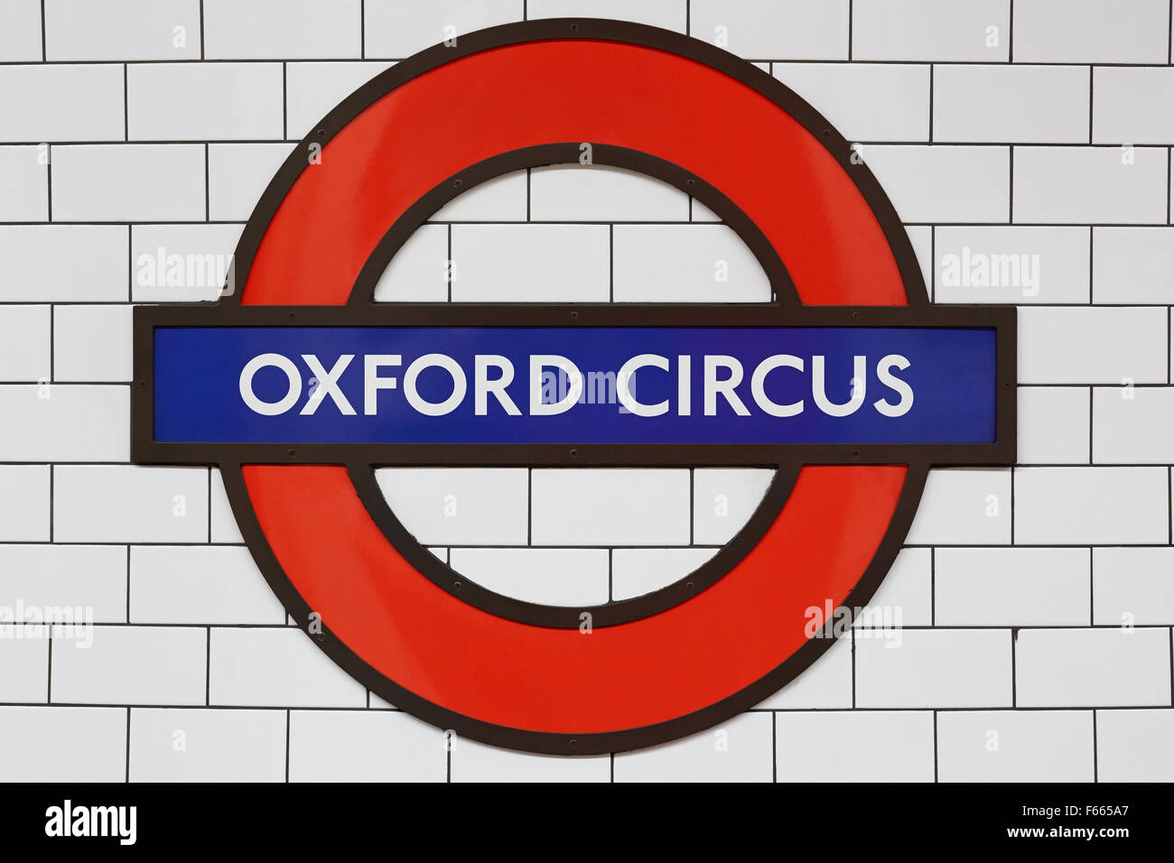 Oxford circus station sign, London Underground Stock Photo