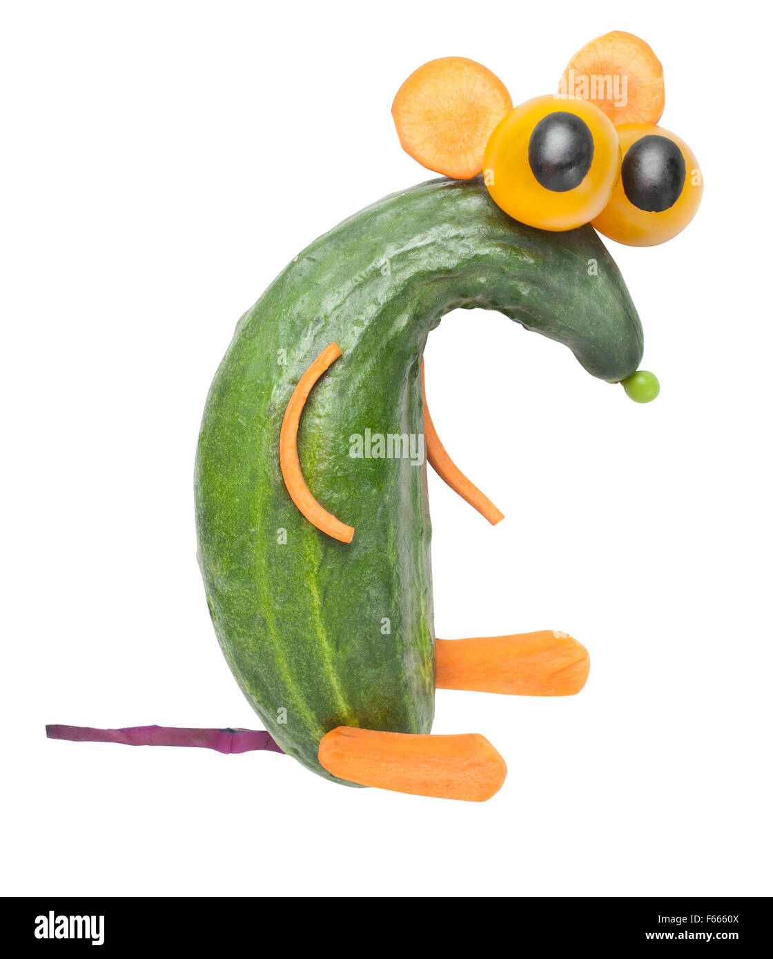 Funny rat made of cucumber Stock Photo