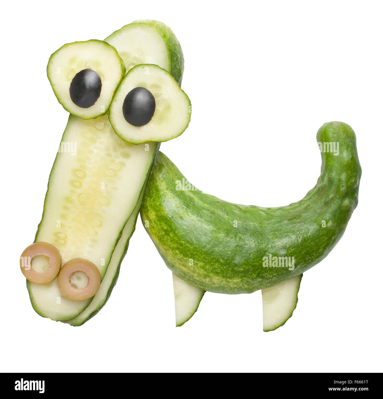 Funny crocodile made of cucumber Stock Photo