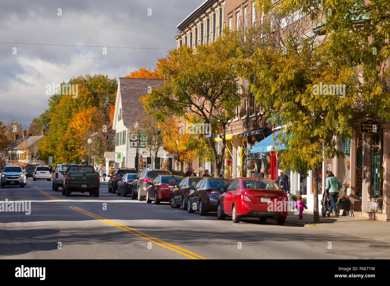 Main Street, Woodstock  Vermont VT USA Stock Photo