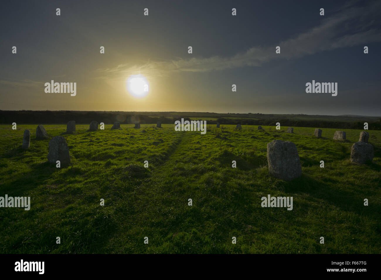 Merry Maidens Dawn's Men Dans Maen Stone Dance a late neolithic stone ...