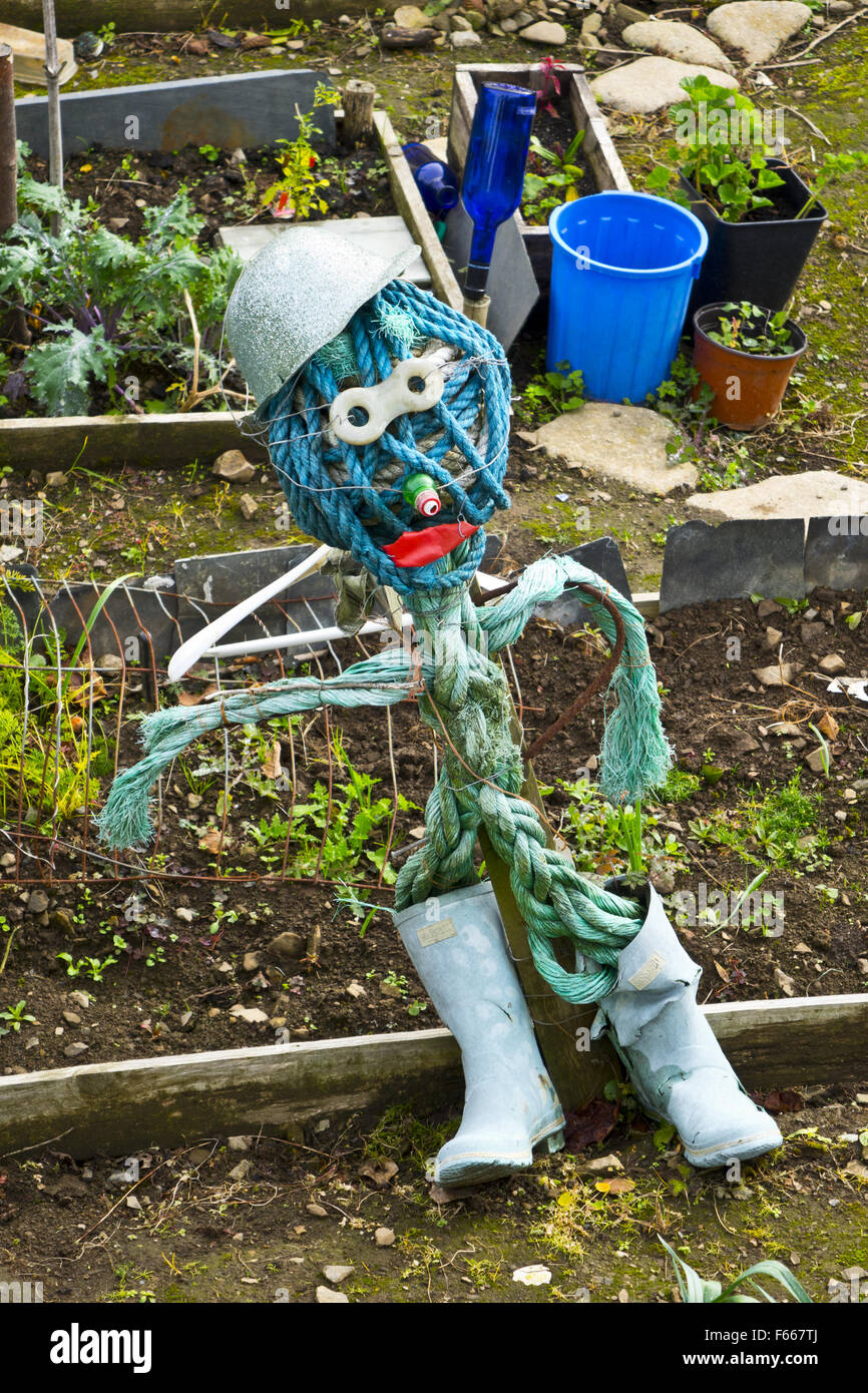 scarecrow garden allotment vegetable patch Stock Photo