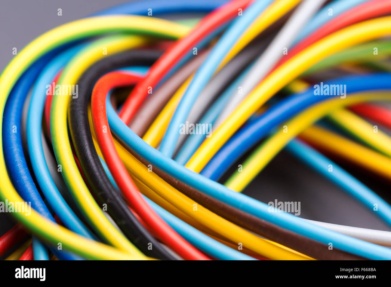 Colorful electrical power cables closeup picture Stock Photo Alamy