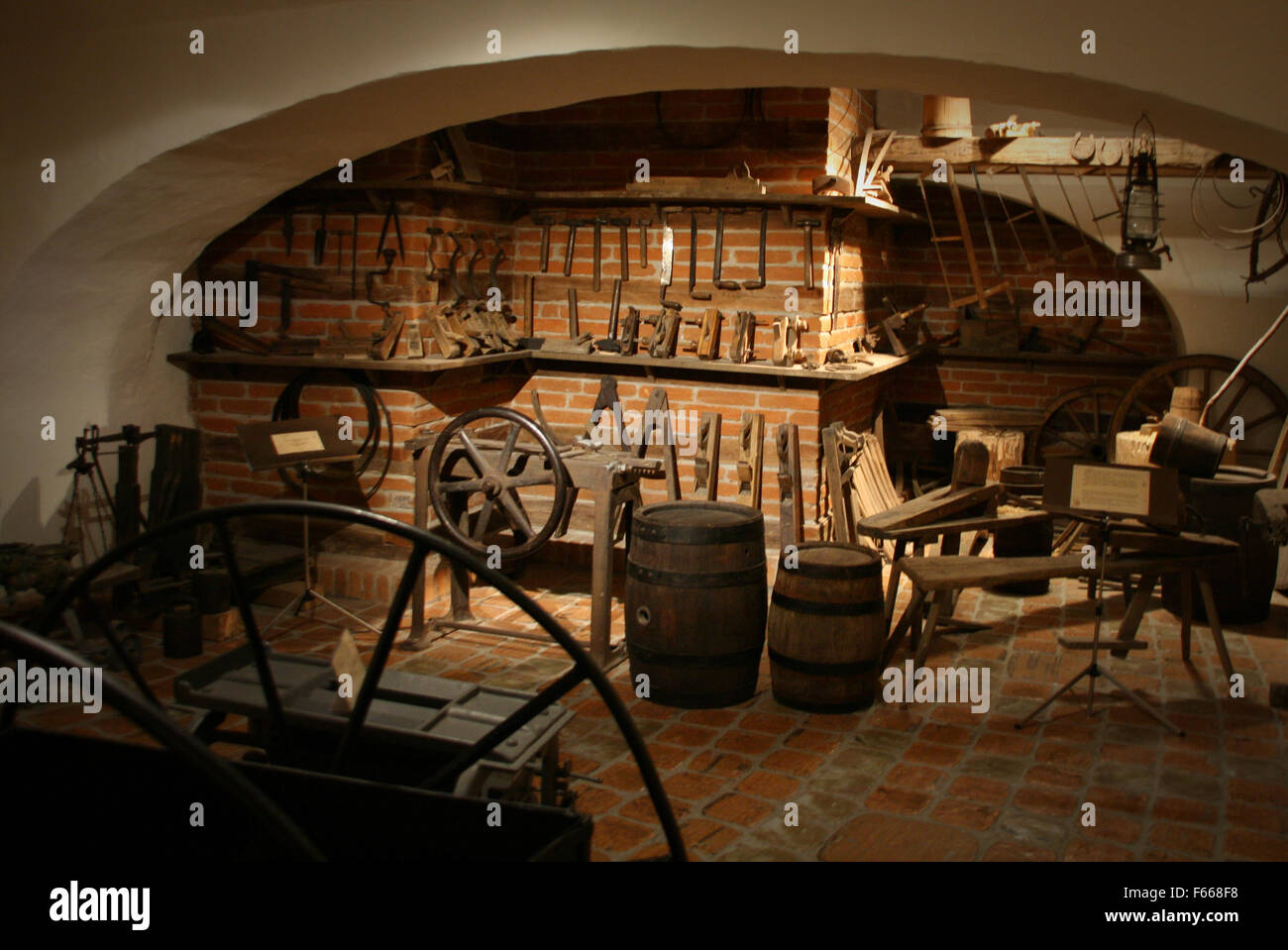 Interior of old joiner's in basement Stock Photo Alamy
