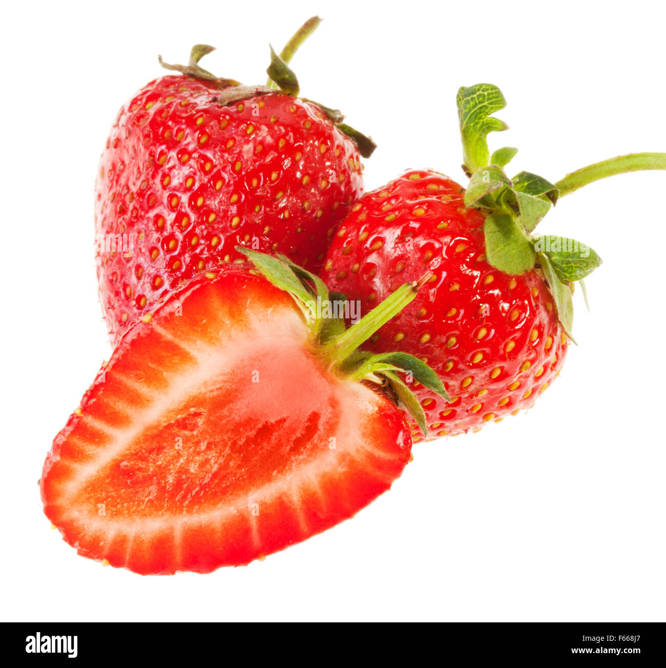 Group of fresh ripe strawberries. Isolated on white Stock Photo - Alamy
