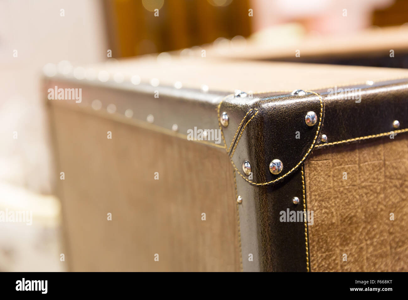 Corner of a vintage suitcase Stock Photo Alamy