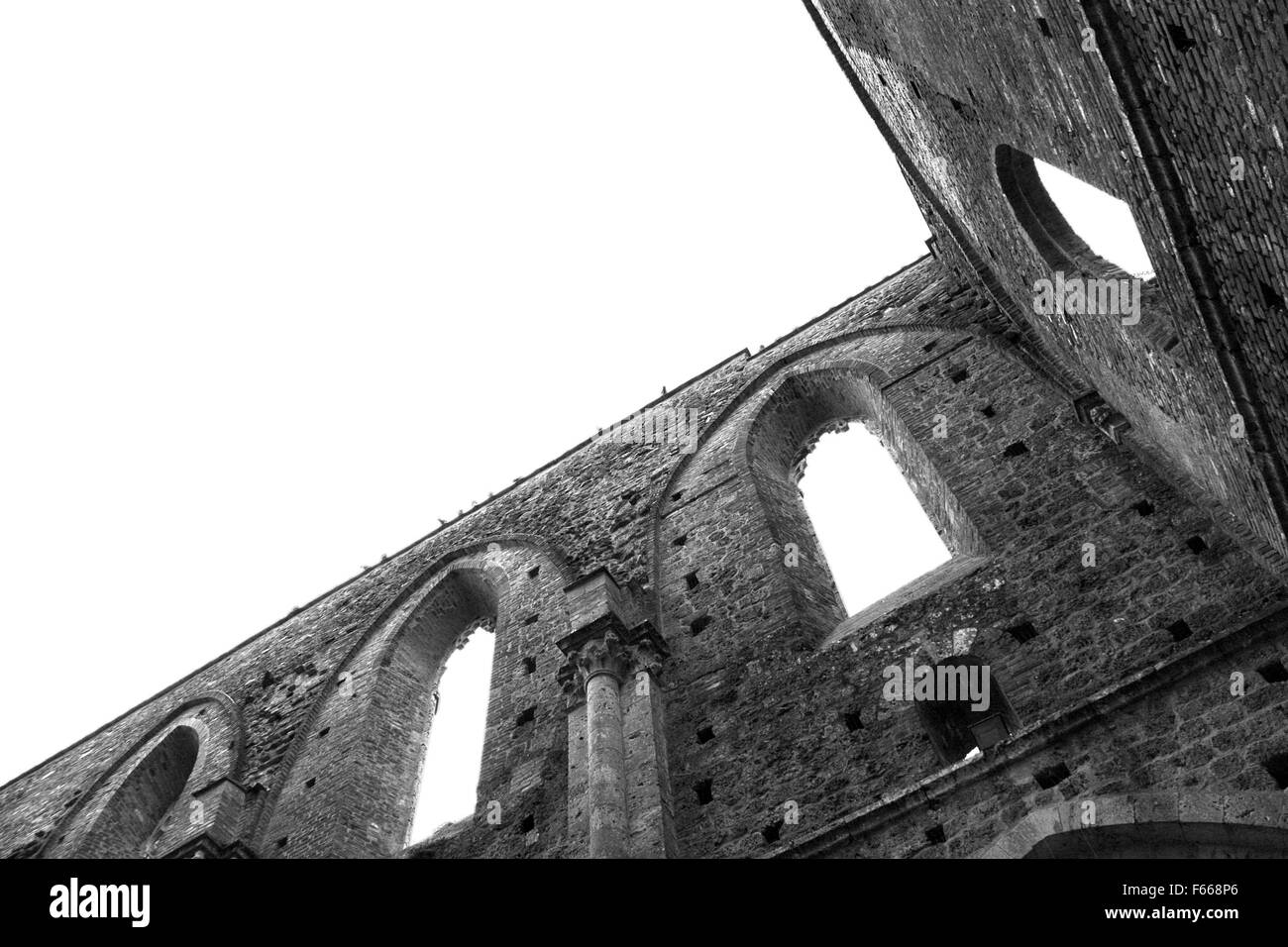 SAN GALGANO, ITALY: Abandoned Old Abbey in Tuscany Stock Photo