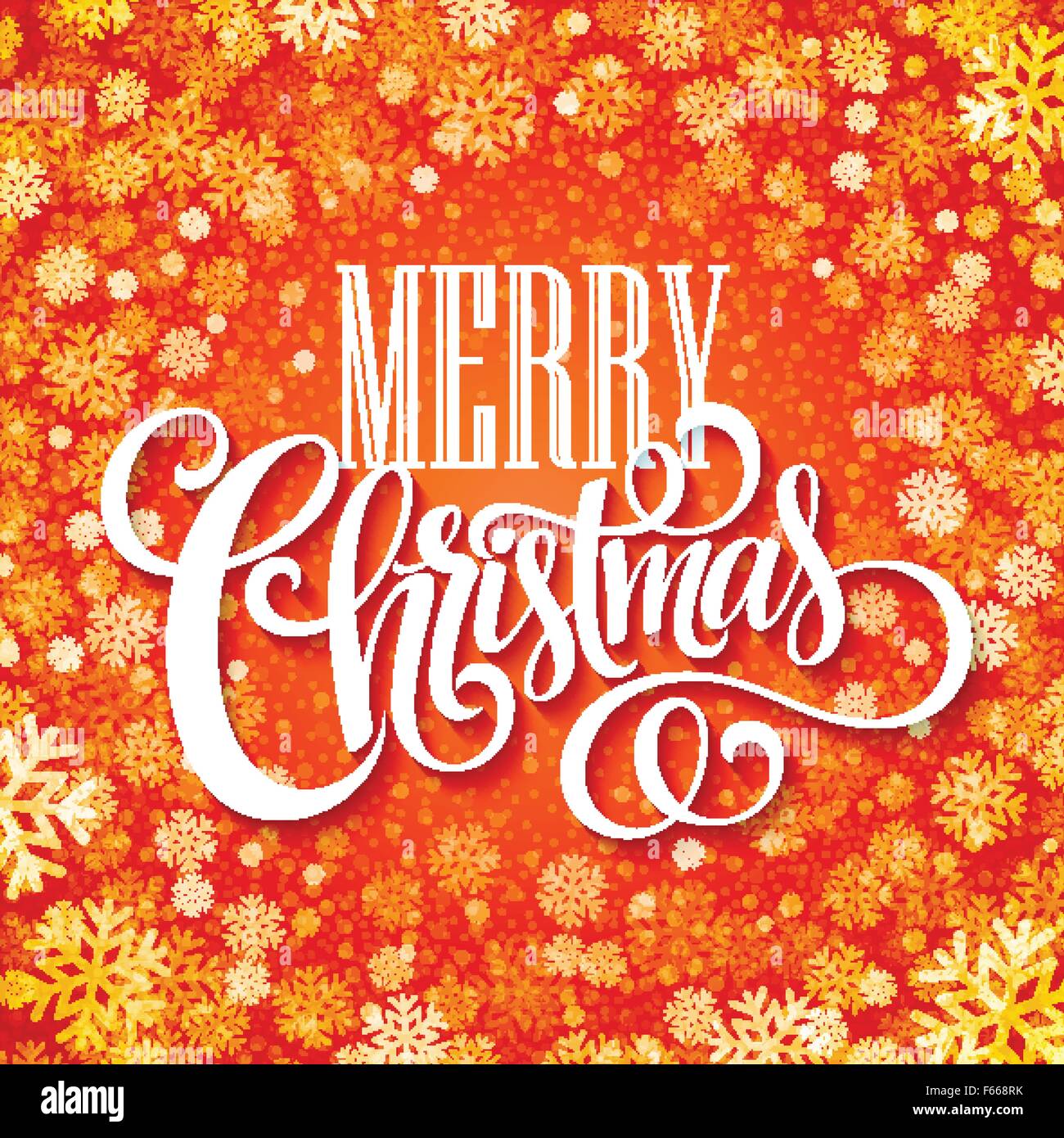 Merry christmas handwritten text on background with snowflakes. Vector ...