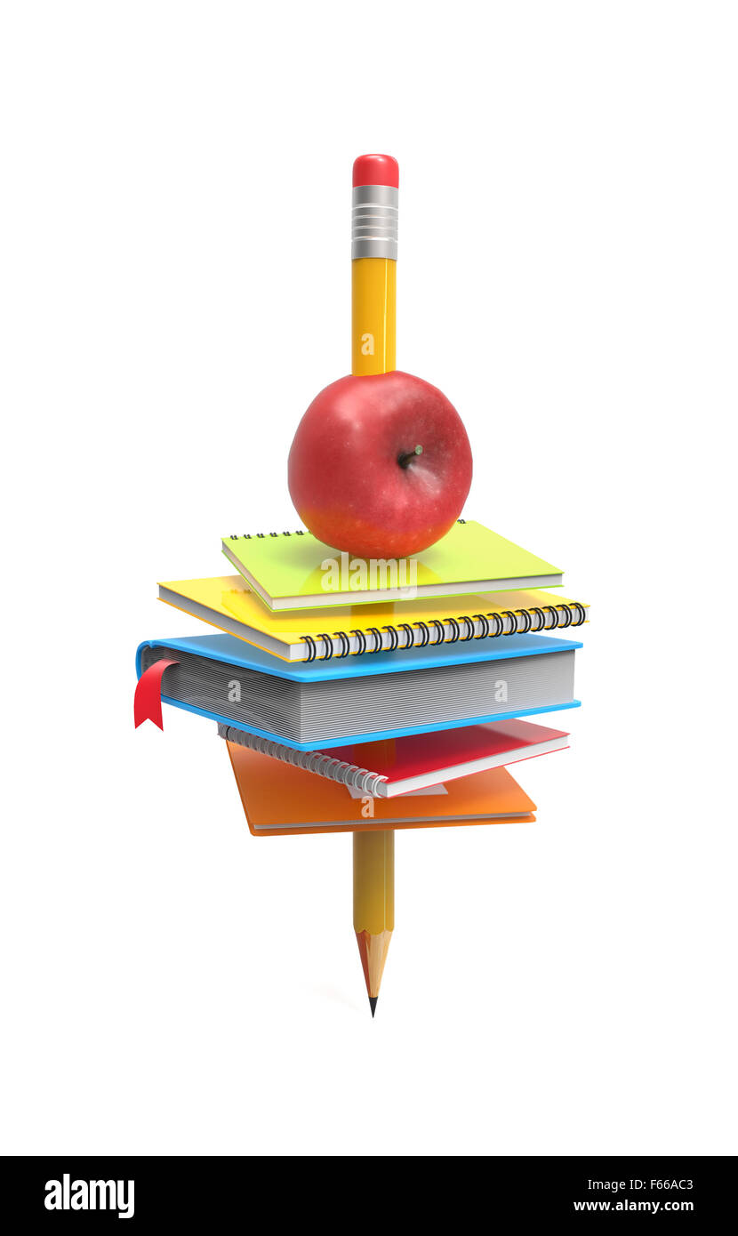 School equipment on the pencil Stock Photo