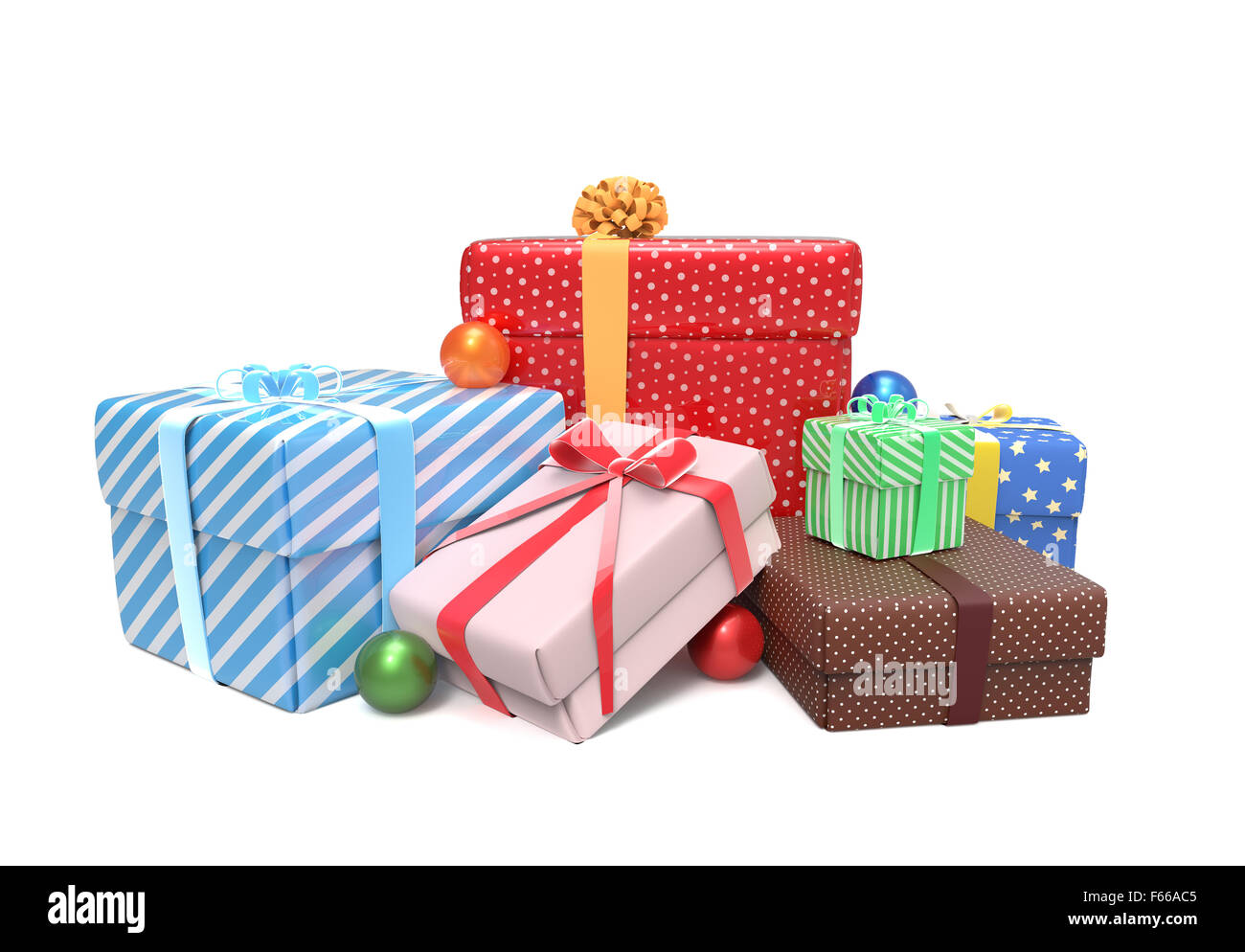 Pile of cute gift boxes vector illustration. Lots of wrapped