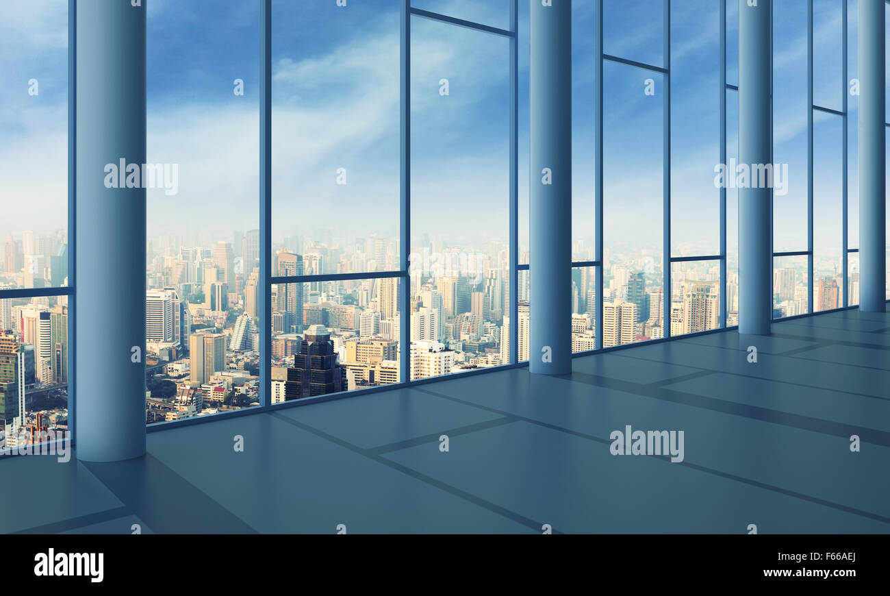 Office with glass wall and sunset Stock Photo - Alamy