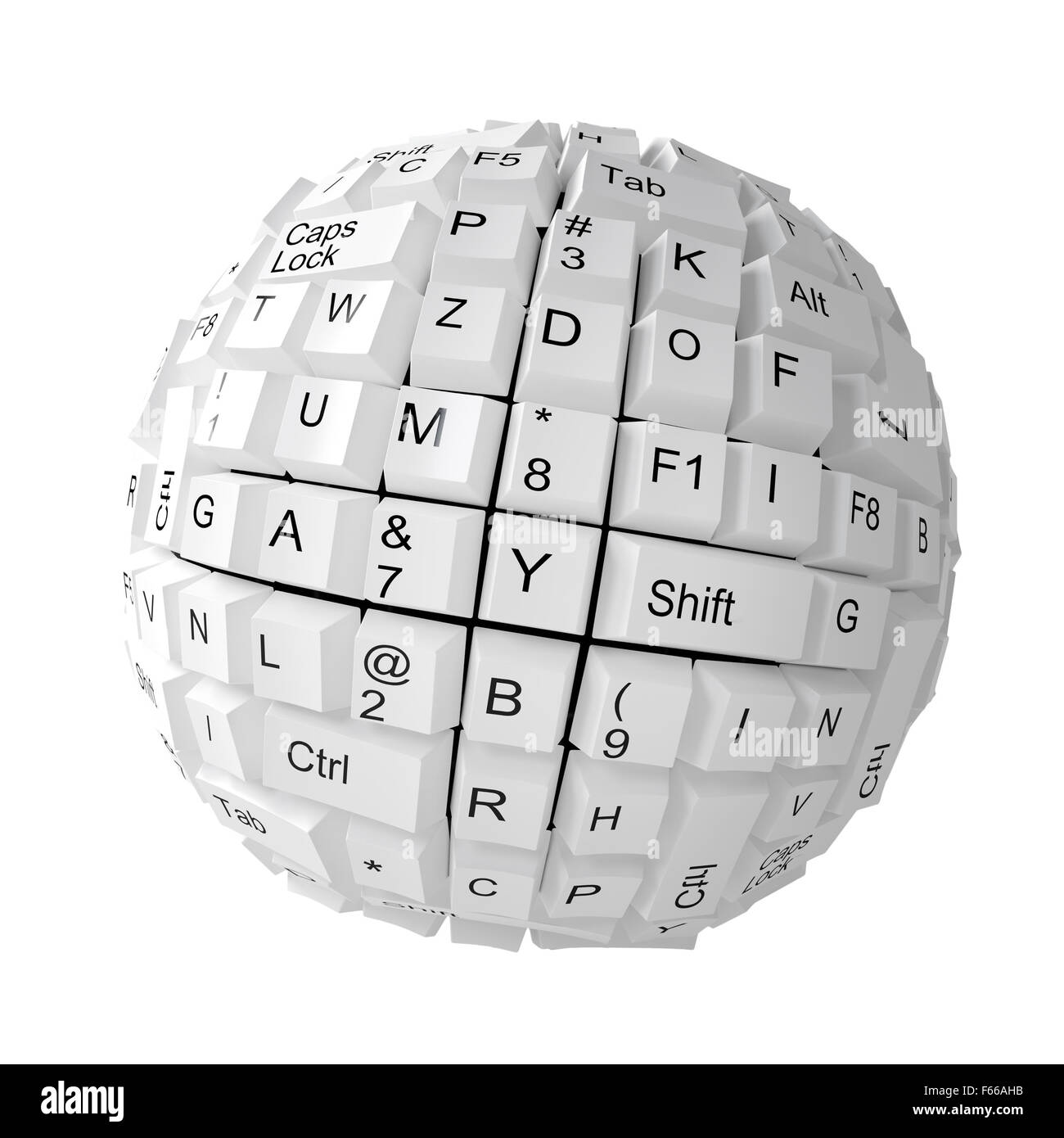 Random keyboard keys forming a sphere Stock Photo - Alamy