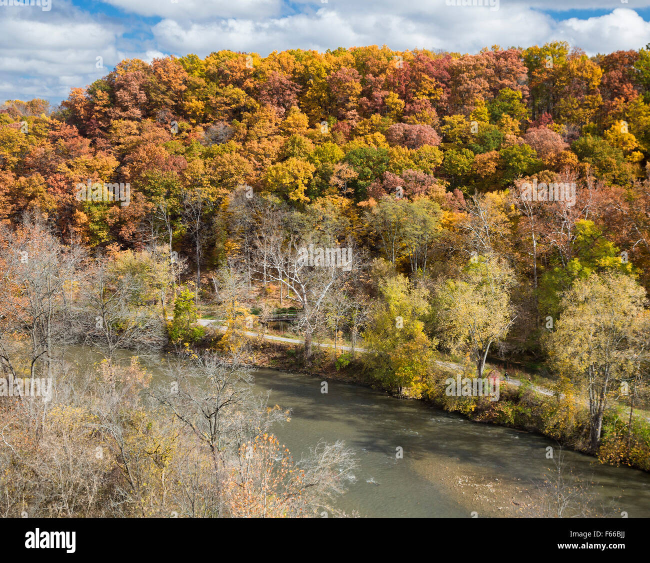 Cuyahoga Valley National Park, Ohio - Fall colors along the Cuyahoga River. Stock Photo