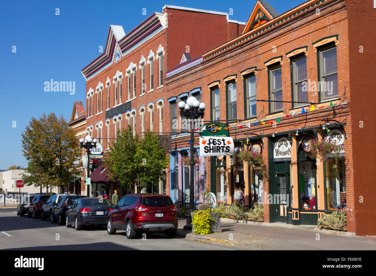 Restored 19th century brick and stone buildings predominate in the Restored 19th century brick and stone buildings predominate in the