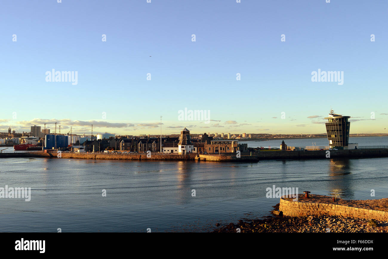 Aberdeen Harbour, Scotland, with city in the background Stock Photo
