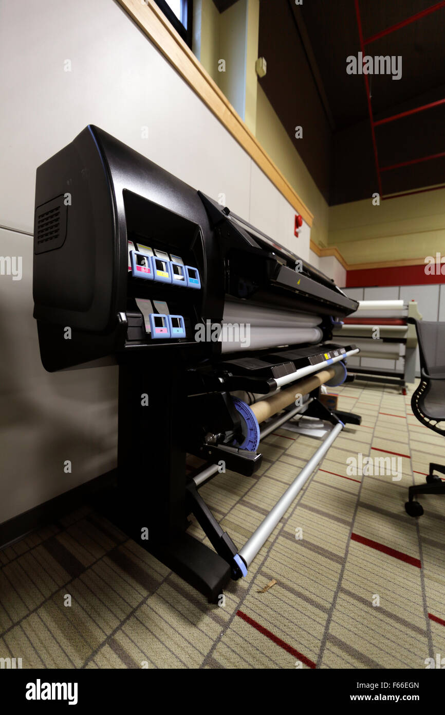 HP L26500 wide-format plotter printer. Stock Photo