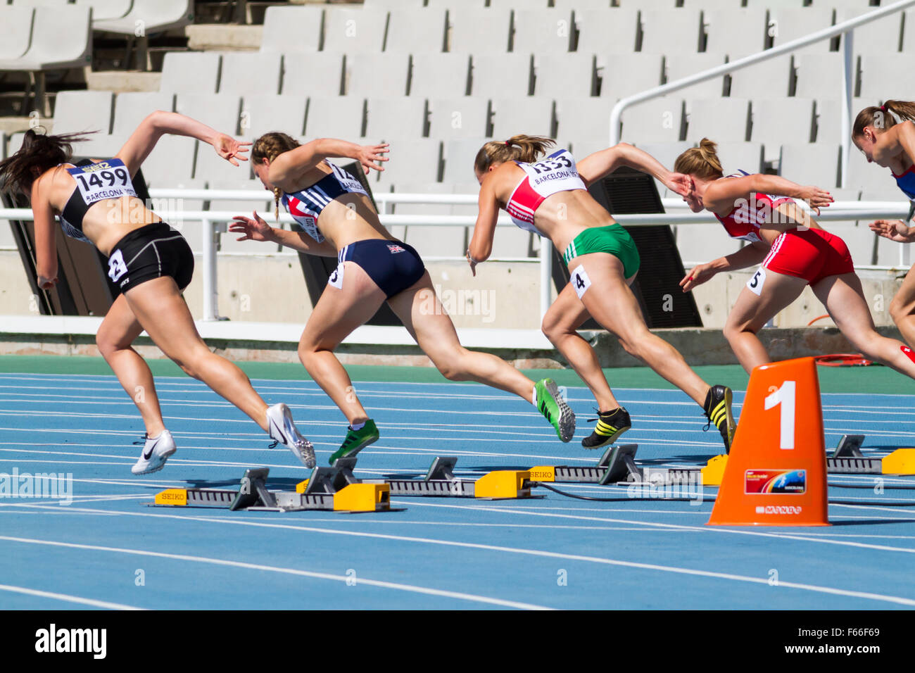 Heptathlon Women 20th World Junior Athletics Championships, 2012 in Barcelona, Spain Stock Photo