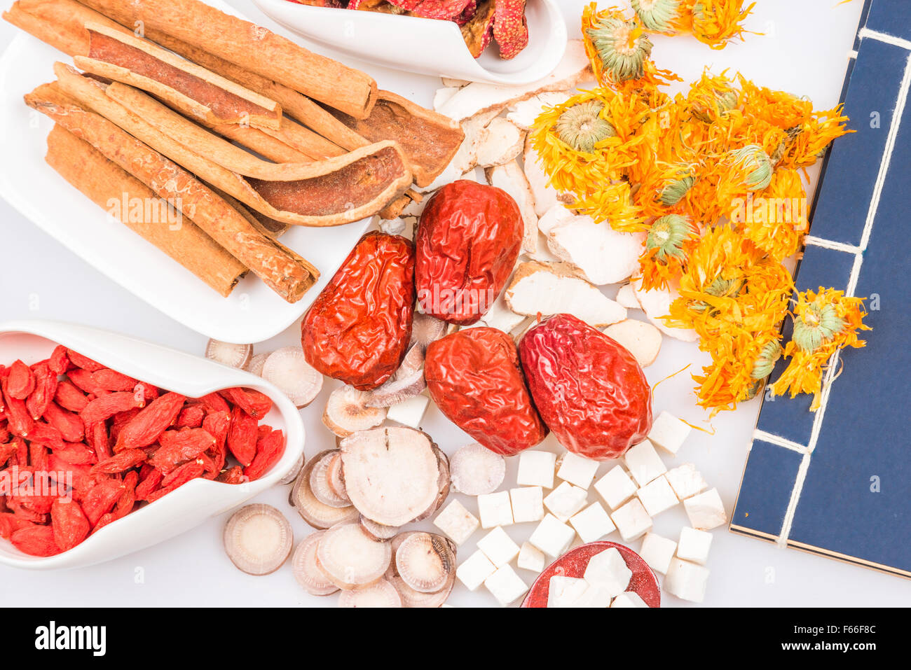 Chinese traditional herbs or medicine close up Stock Photo
