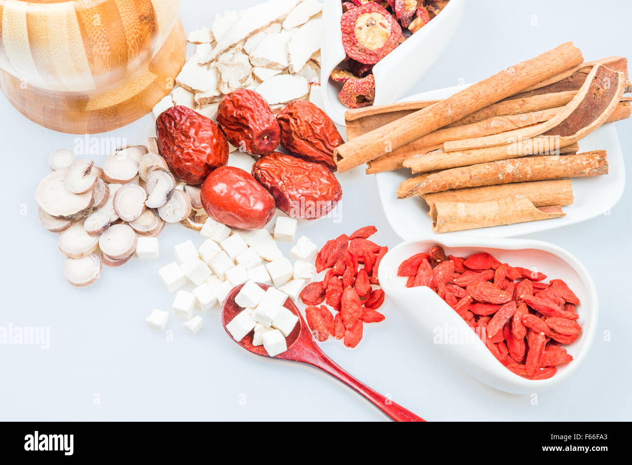 Chinese traditional herbs or medicine close up Stock Photo