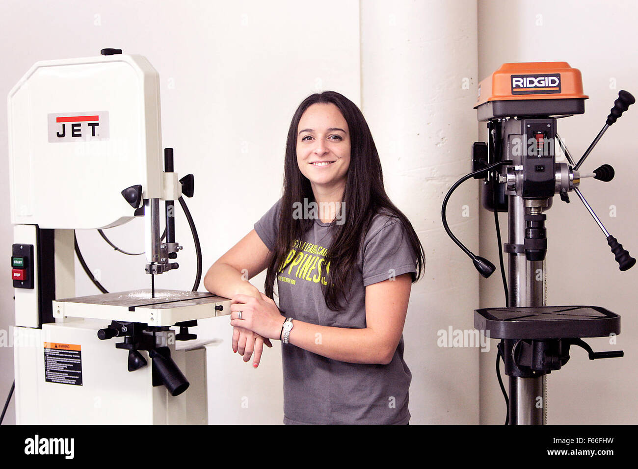 Napa, CA, USA. 12th Nov, 2015. Tonie Scroggin, seen in the robotics lab, is an electrical engineering student at Napa Valley College who was recently selected as one of four NVC students to receive the Dwight D. Eisenhower Fellowship grant. She will travel to Washington, DC in January to present research she has done on solar roadways. © Napa Valley Register/ZUMA Wire/Alamy Live News Stock Photo