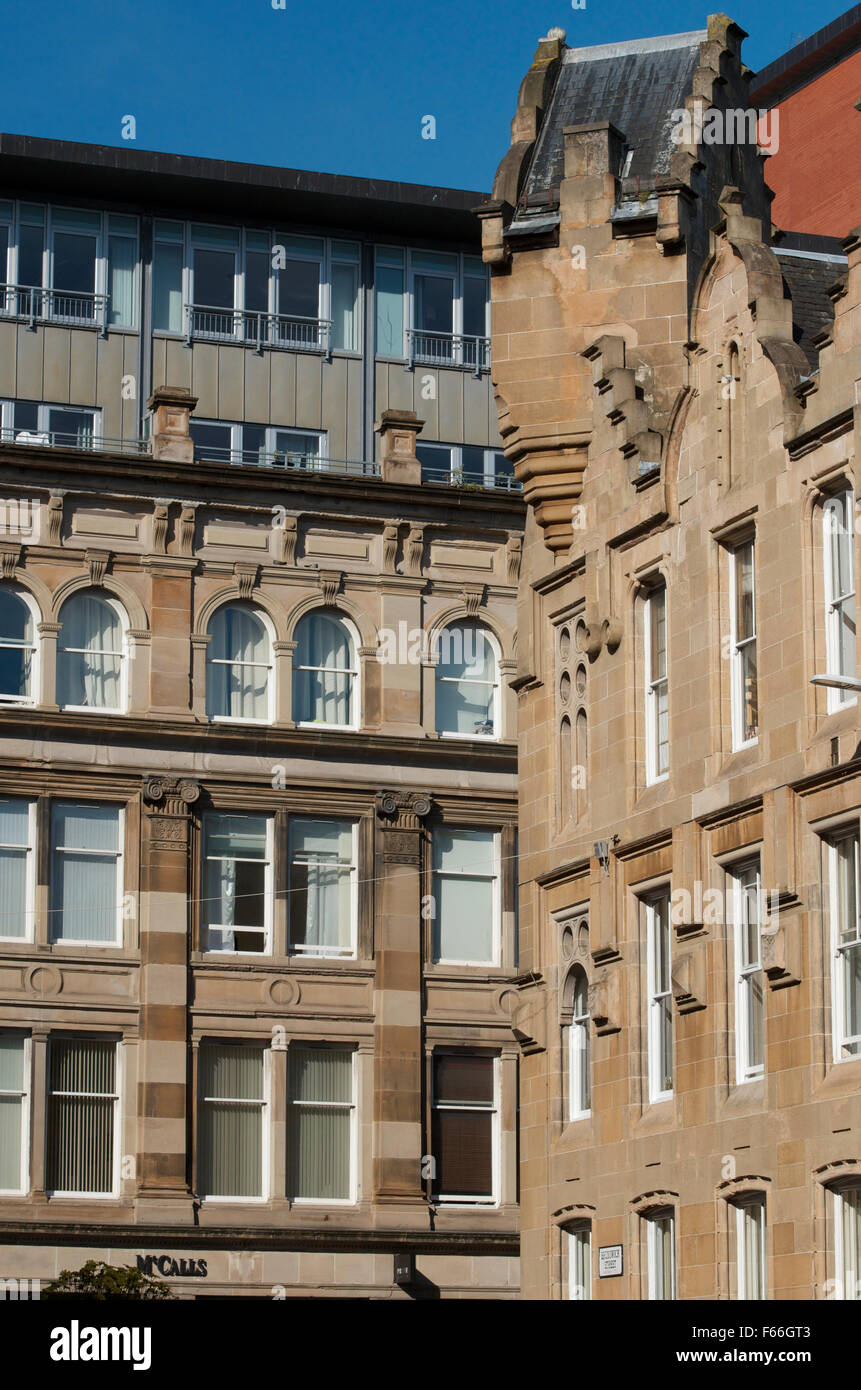 Former commercial properties now converted into high amenity city centre flats, Glasgow. Stock Photo