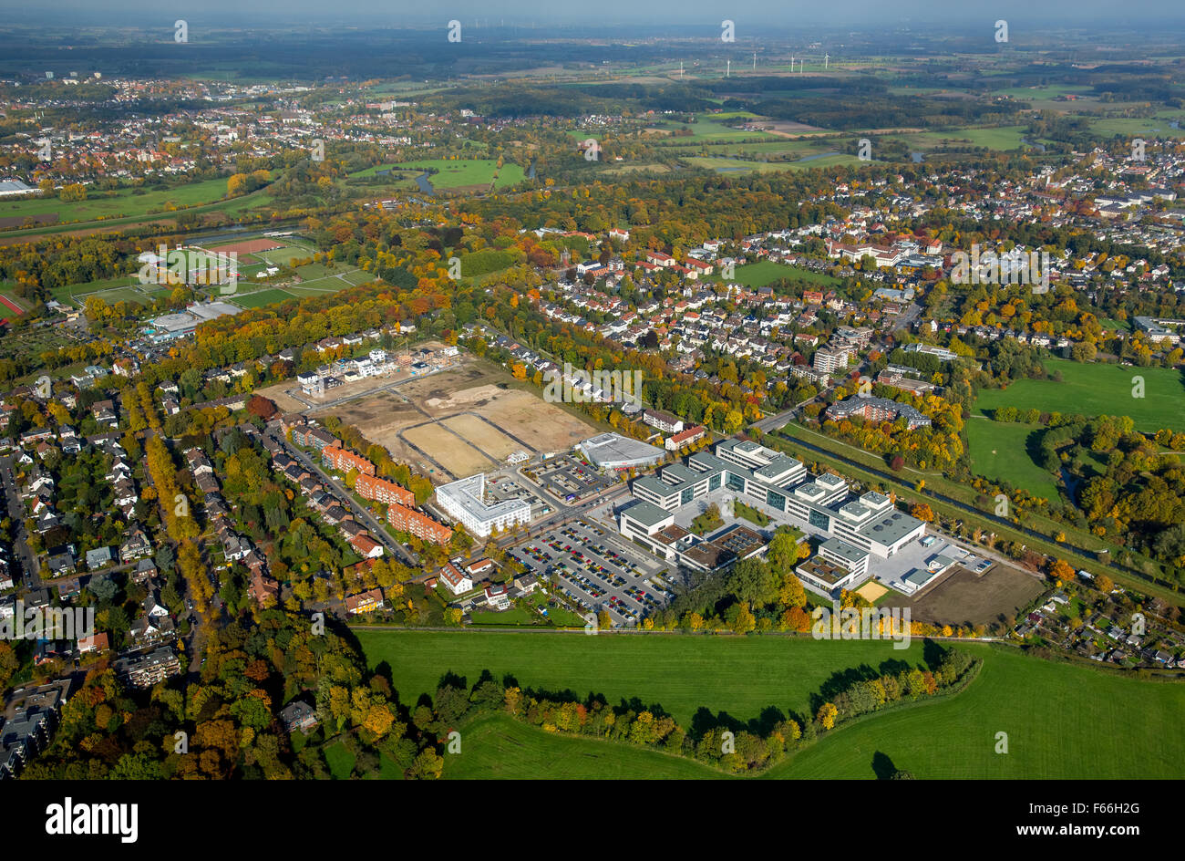 College, Hochschule Hamm Lippstadt, HSHL, HSHL, Paracelsuspark with student apartments  scientific quarters, SCI Stock Photo