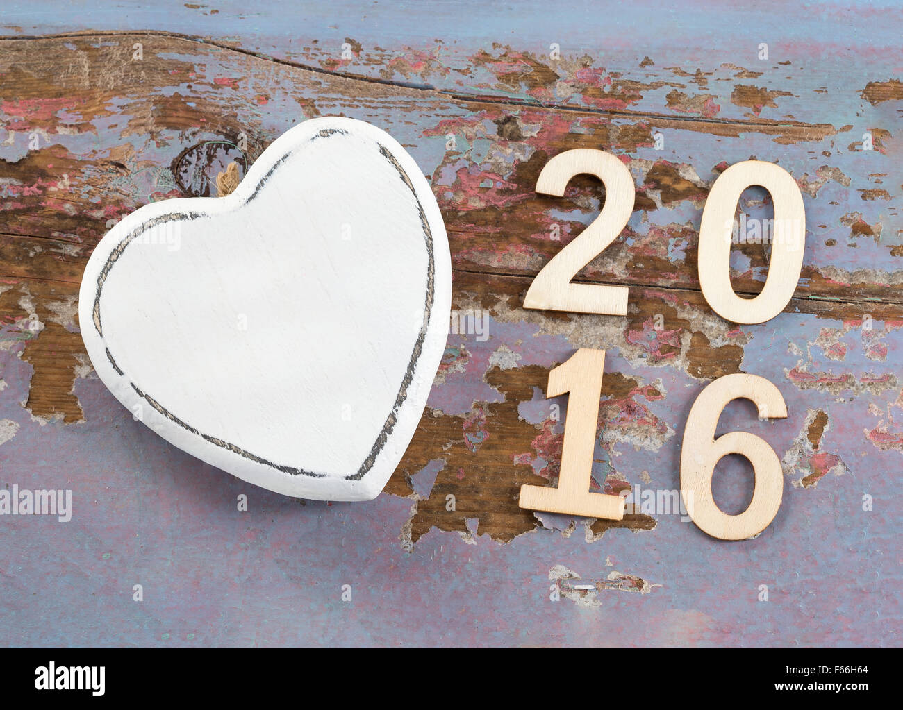Love symbol and 2016 Stock Photo