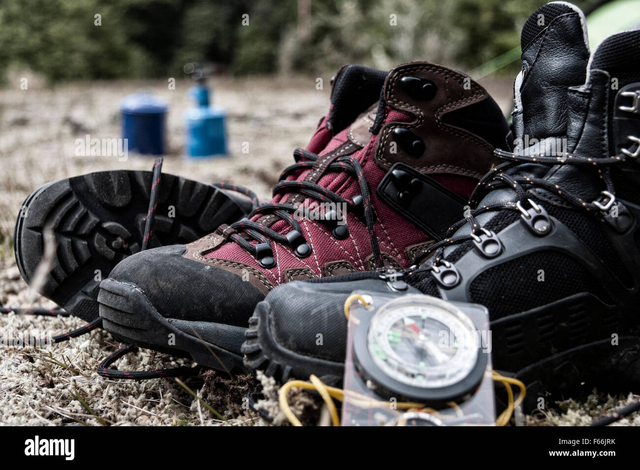 Hiking boots in the South Island, New Zealand Stock Photo Alamy