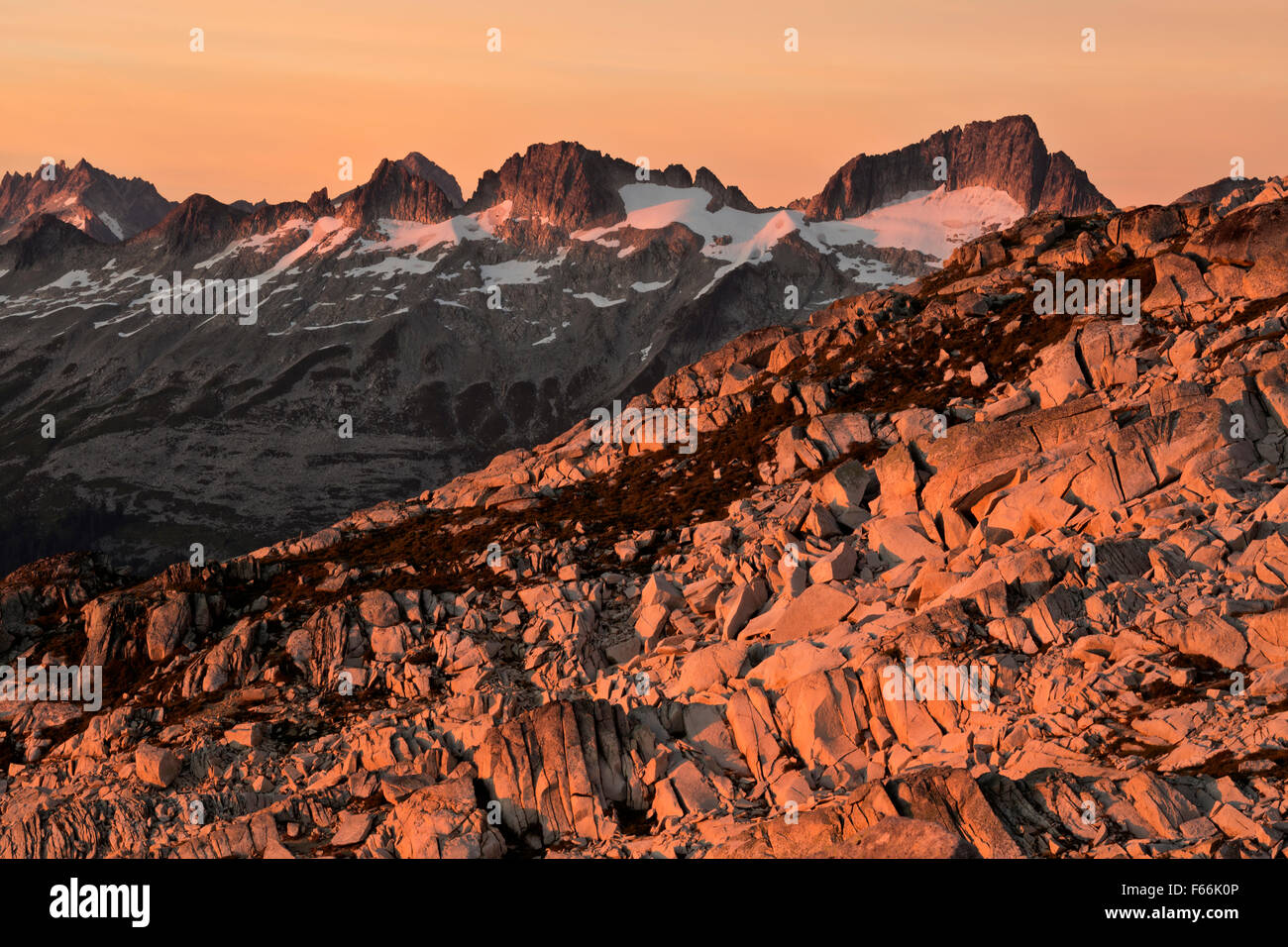 Backbone Ridge from a shoulder of Hidden Lake Peaks in North Cascades