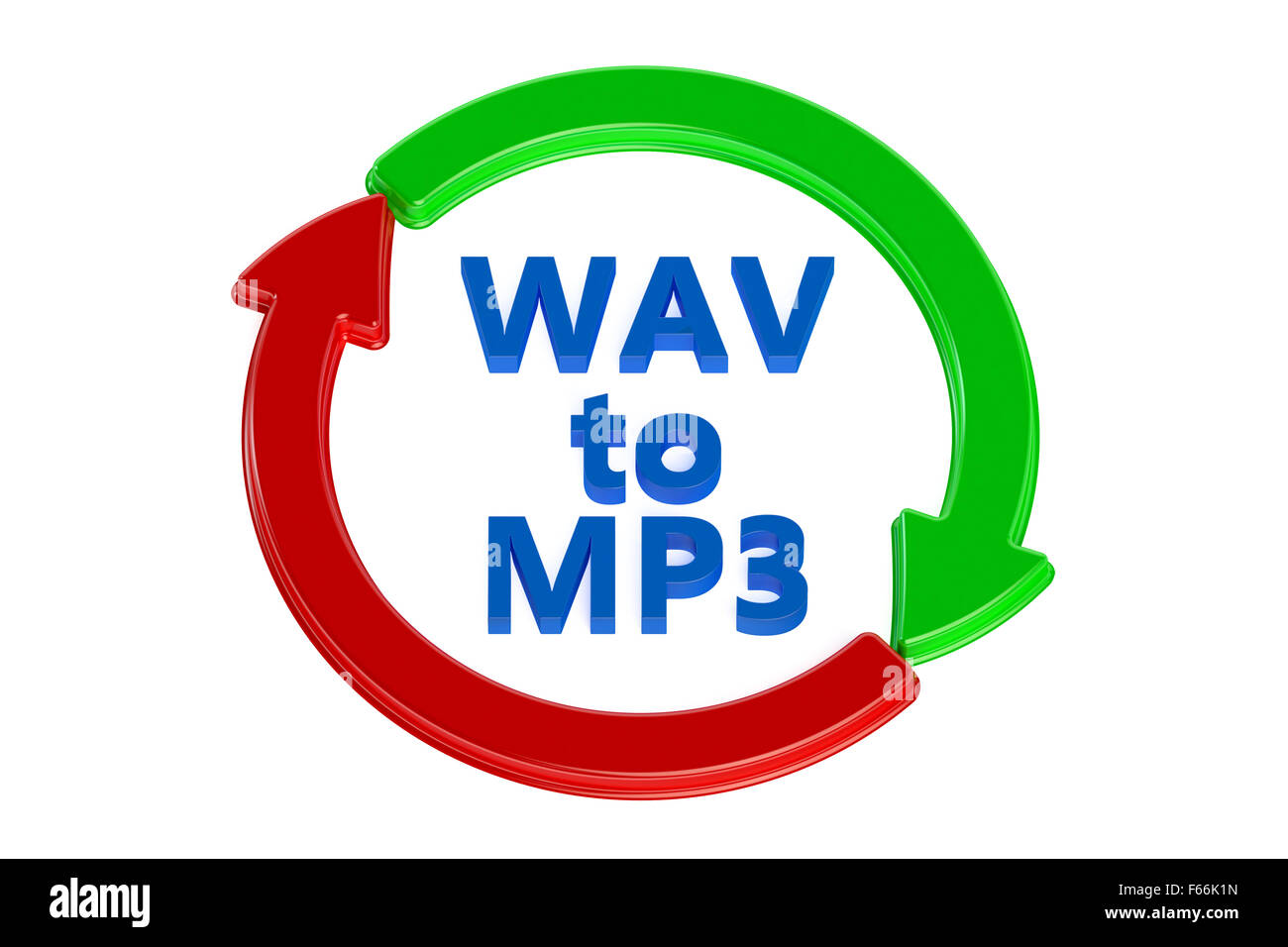 converting wav to mp3 concept isolated on white background Stock Photo