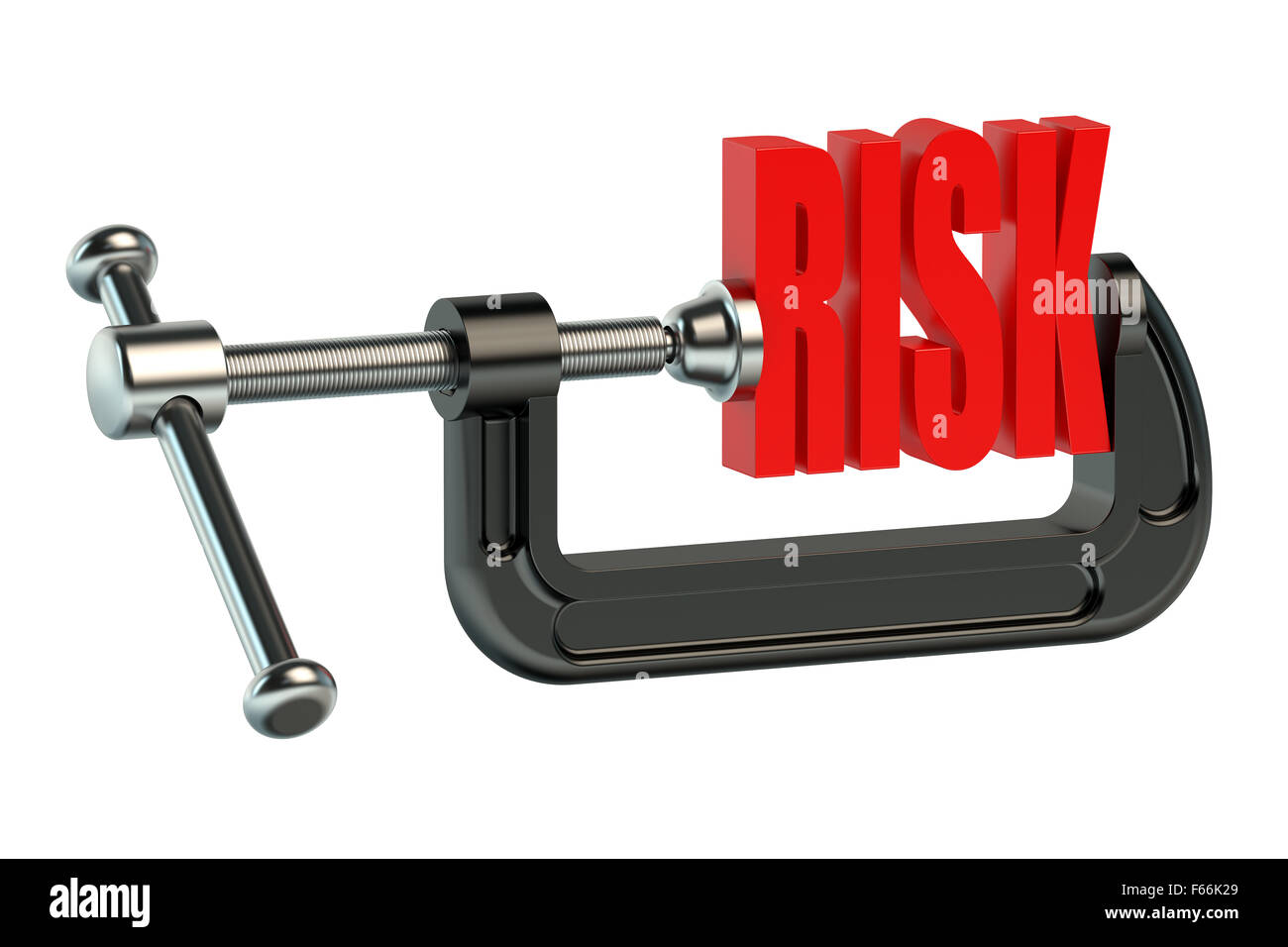 risk concept in clamp isolated on white background Stock Photo