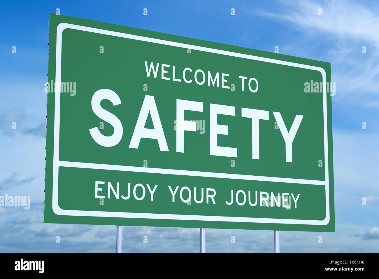 Welcome to Safety concept on road billboard Stock Photo