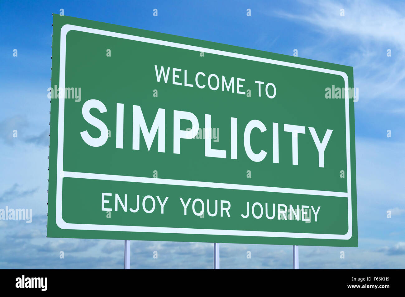 Welcome to Simplicity concept on road billboard Stock Photo