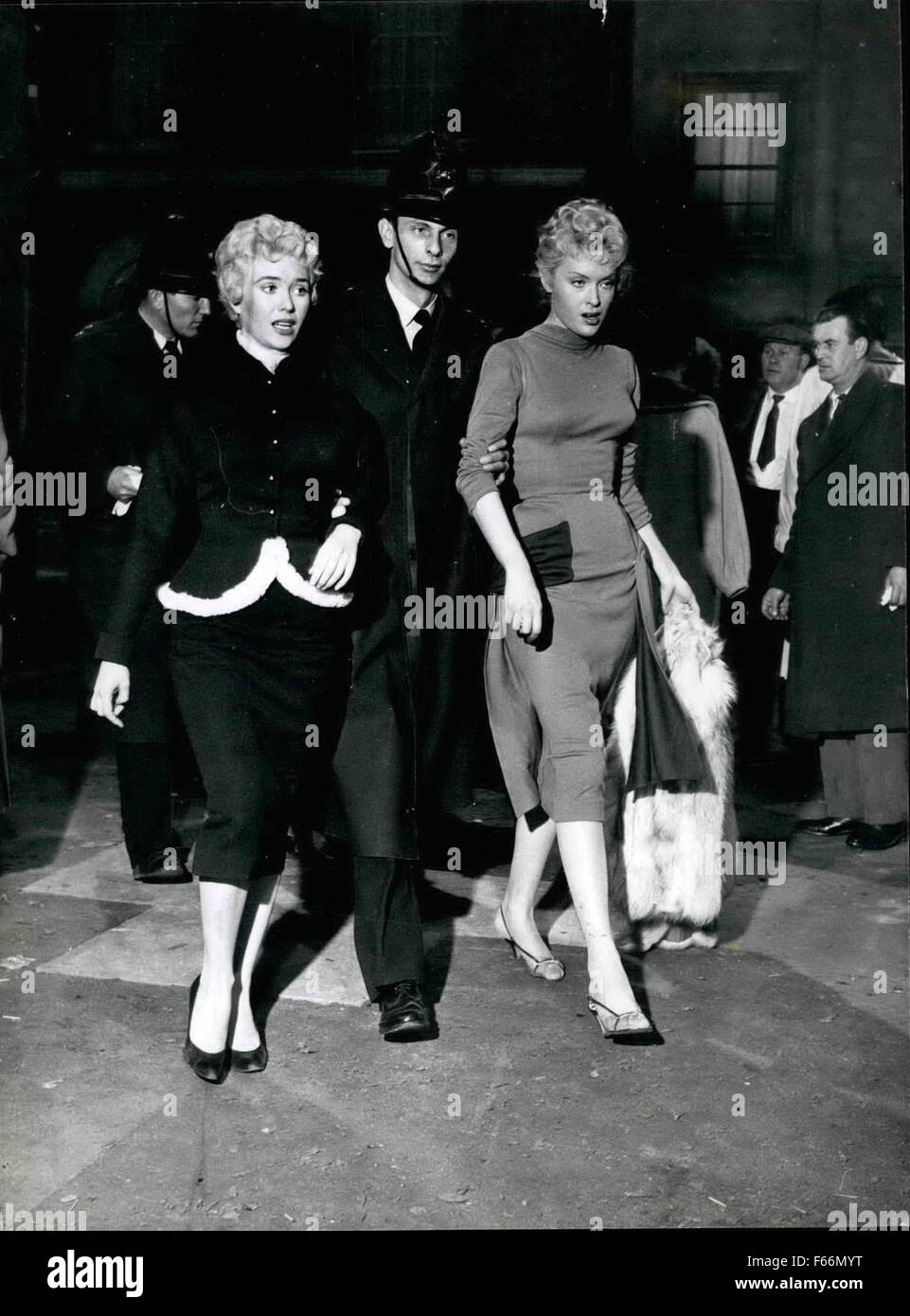 1955 - Vera Day (left) and Milly Vital are take to the Police station ...