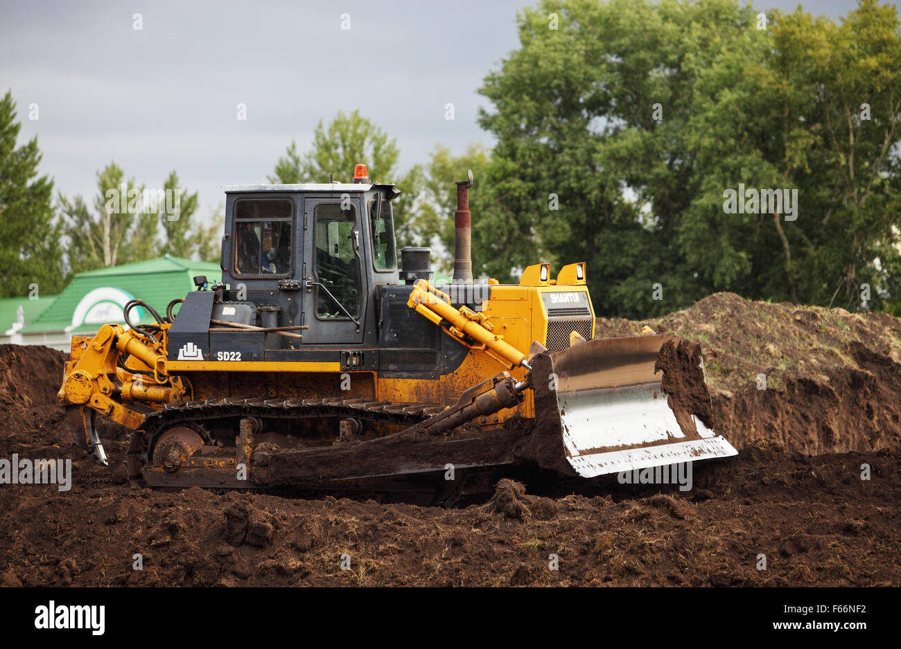 bulldozer on a construction site Stock Photo Alamy