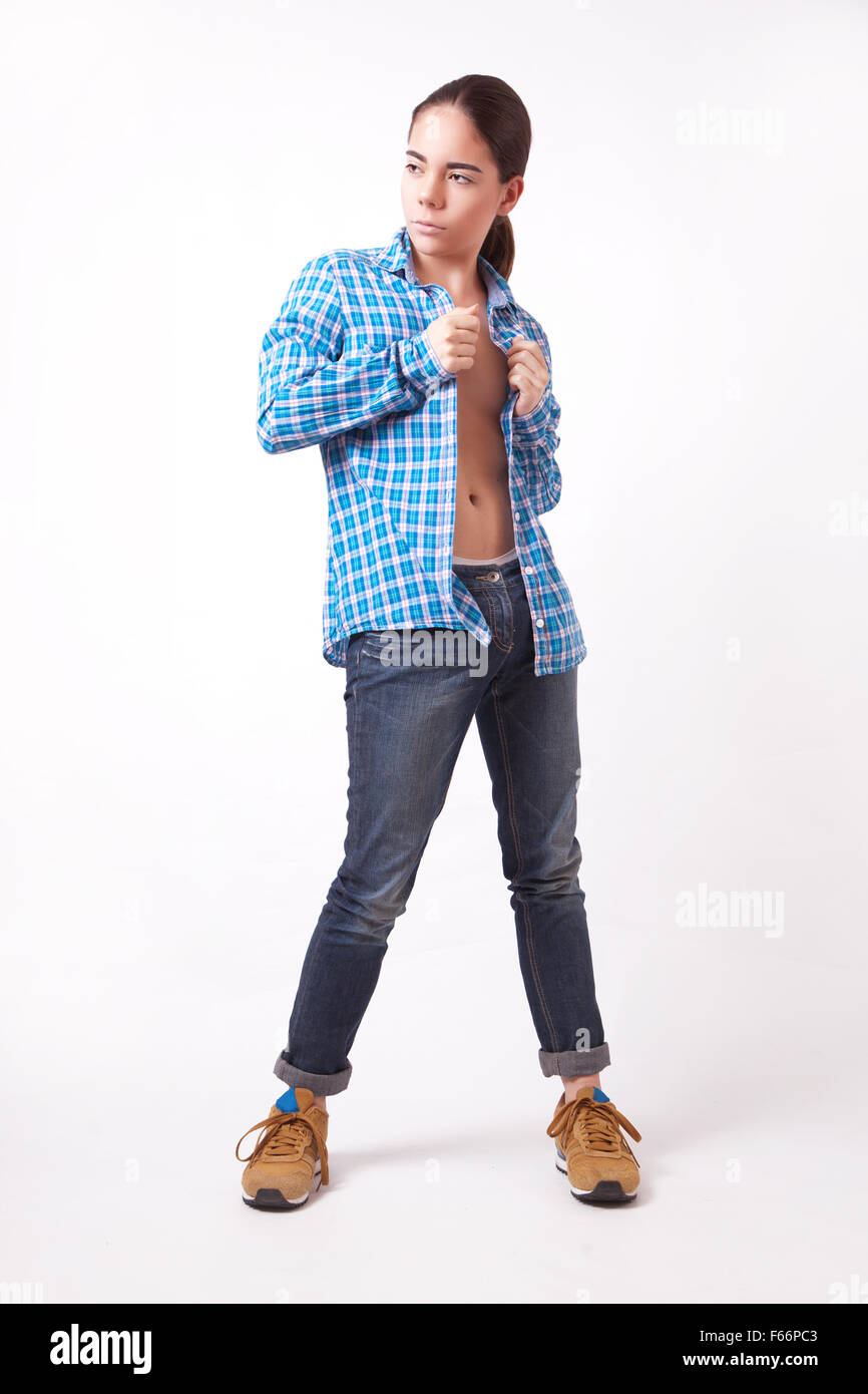 denim shirt unbuttoned