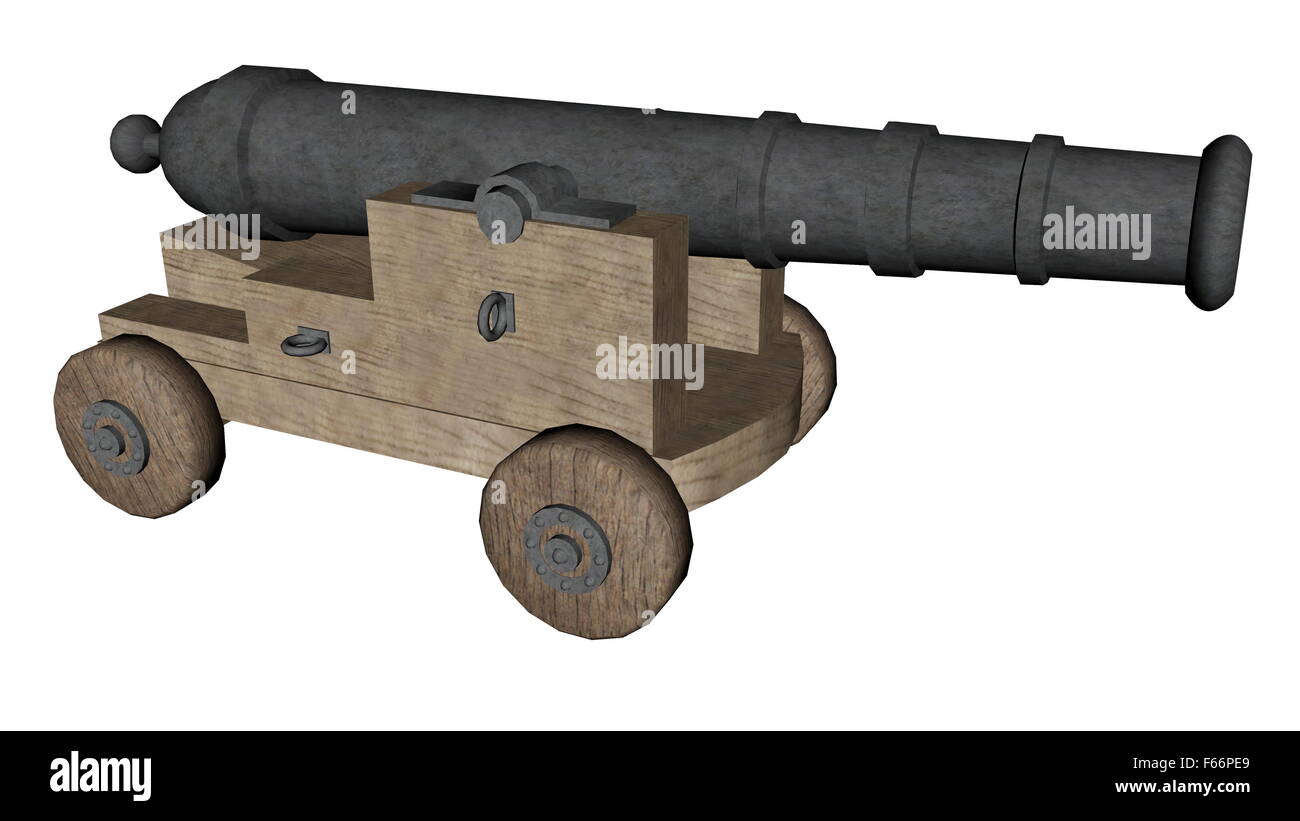 Cannon isolated in white background - 3D render Stock Photo - Alamy