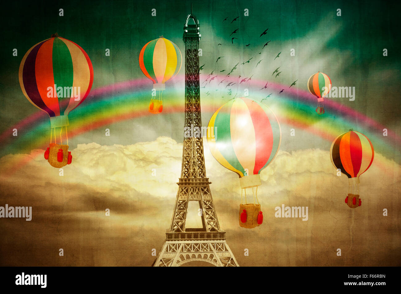 Colourful Eiffel Tower background Stock Photo