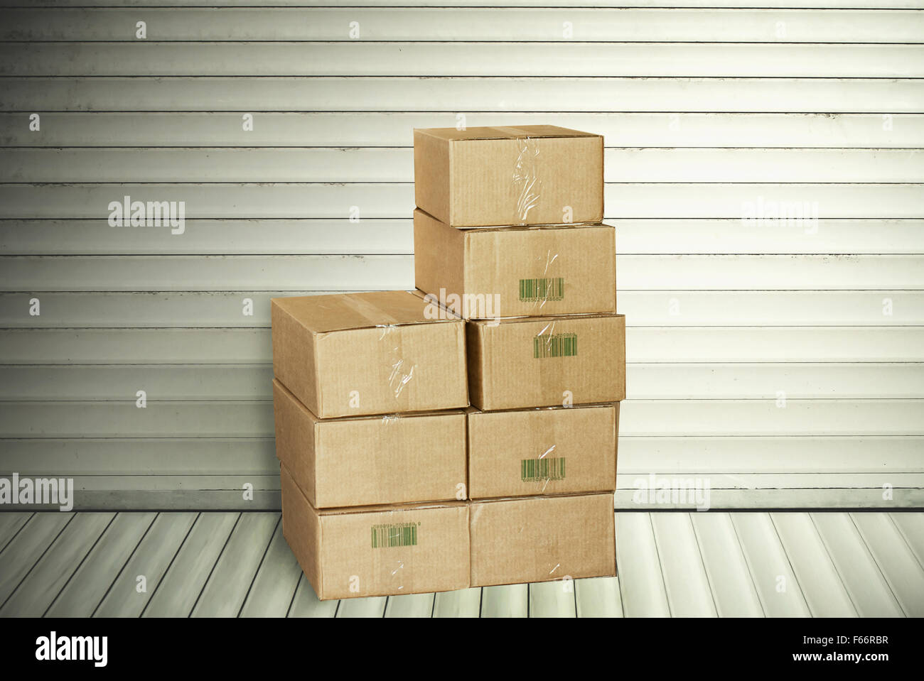 cardboard boxes on white background Stock Photo