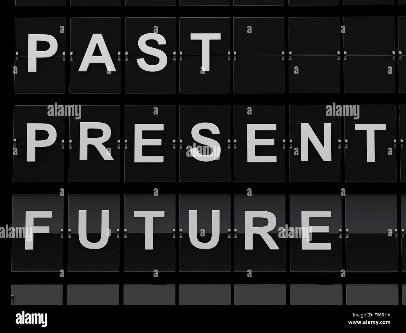 3d renderer illustration. Airport board with past, present and future