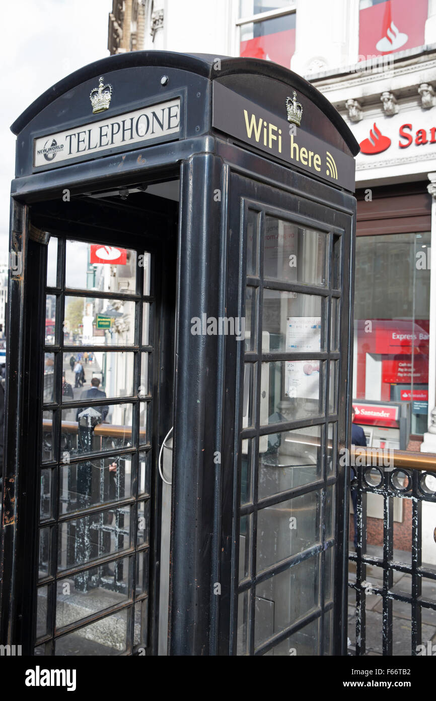 Black telephone box in London Stock Photo Alamy