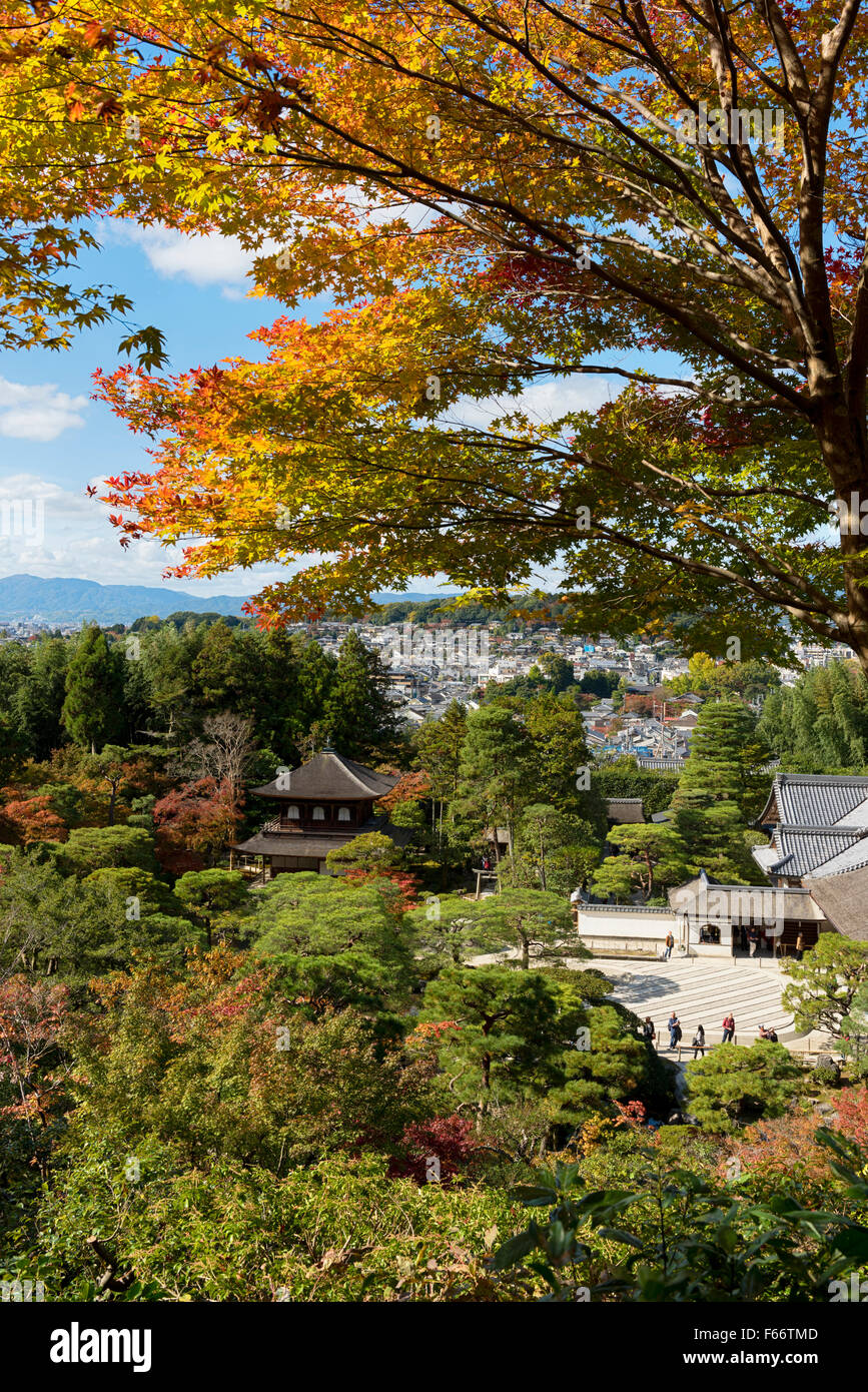 Kyoto, Japan: November 11, 2015; Aerial view of Ginkaku-ji Temple at Autumn. Stock Photo