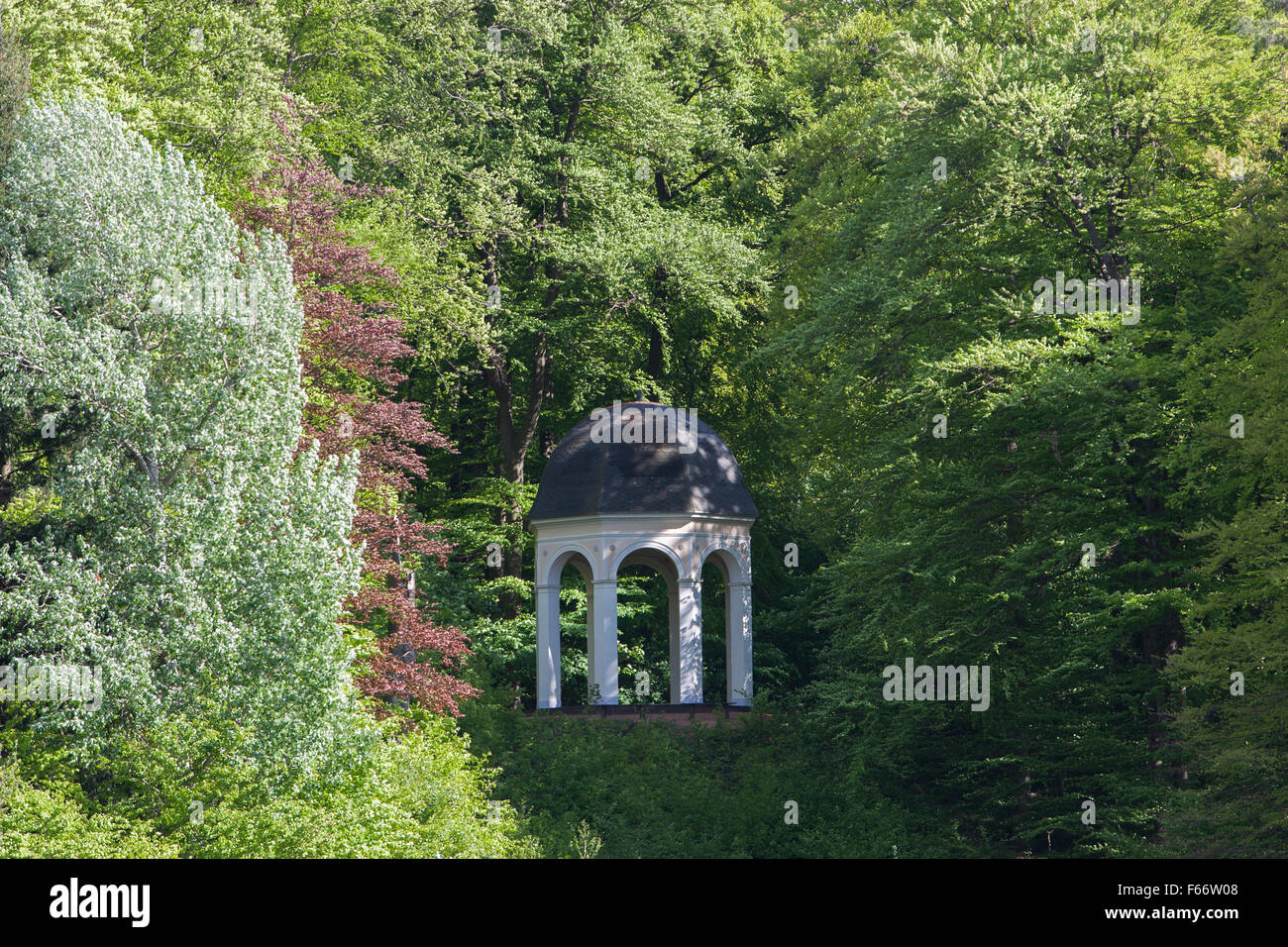 pavilion in park of boitzenburg castle, boitzenburg, boitzenburger land, uckermark, brandenburg, germany Stock Photo