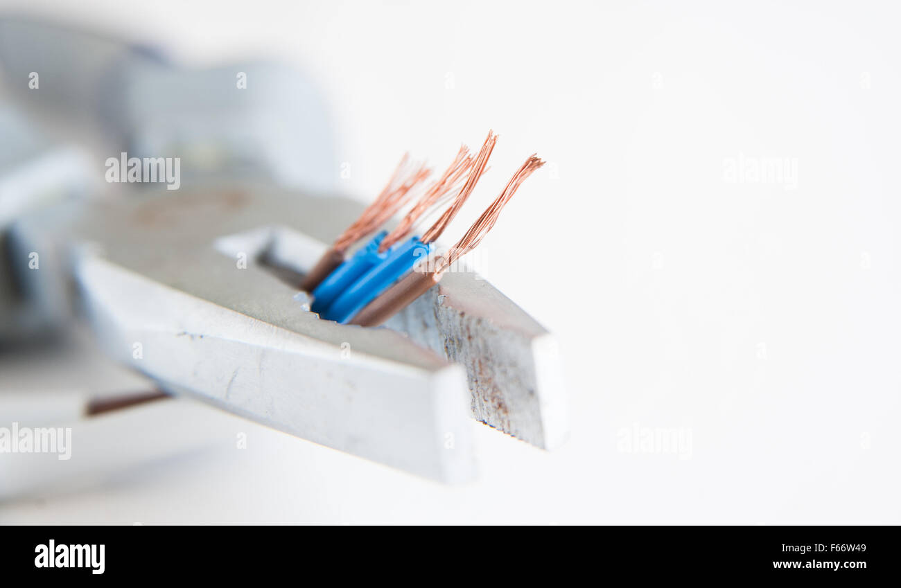 Electrical equiptment for the home including pliers and wiring blue