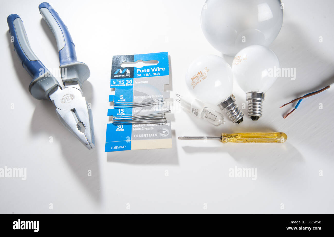 Electrical equiptment for the home including light bulbs wire wiring