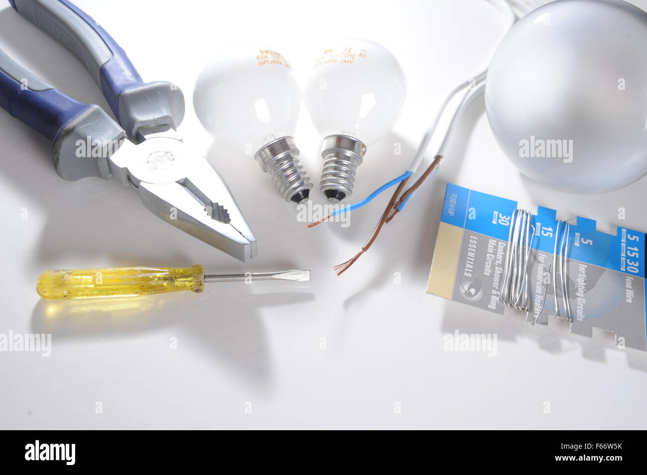 Electrical equiptment for the home including light bulbs wire wiring