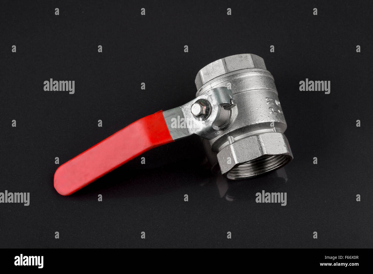 Ball valve on black background Stock Photo Alamy