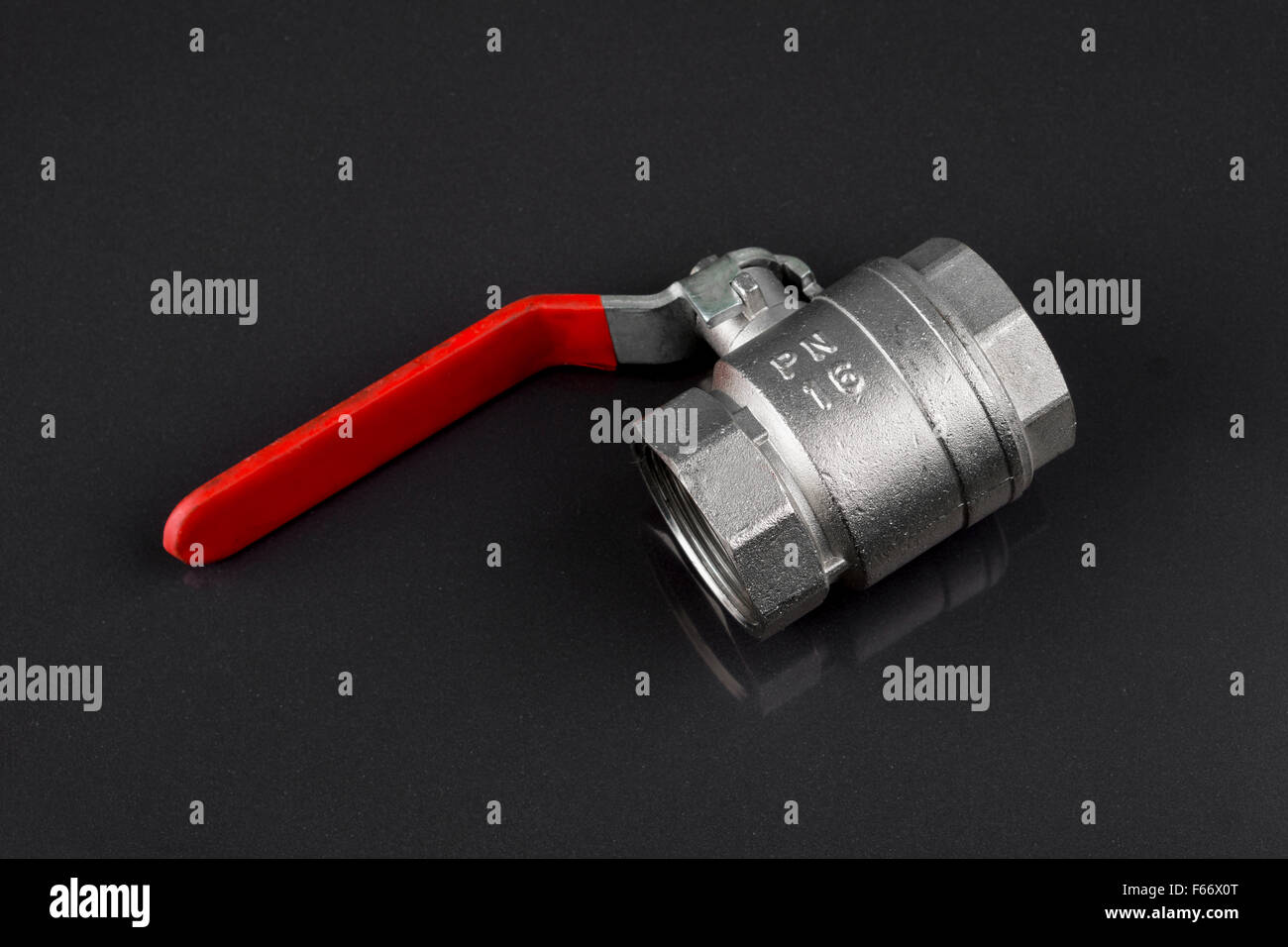 Ball valve on black background Stock Photo Alamy