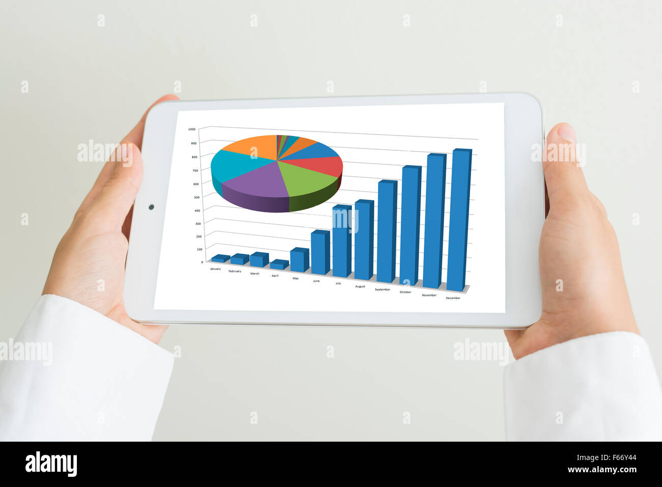 hands hold the tablet as a business tool Stock Photo