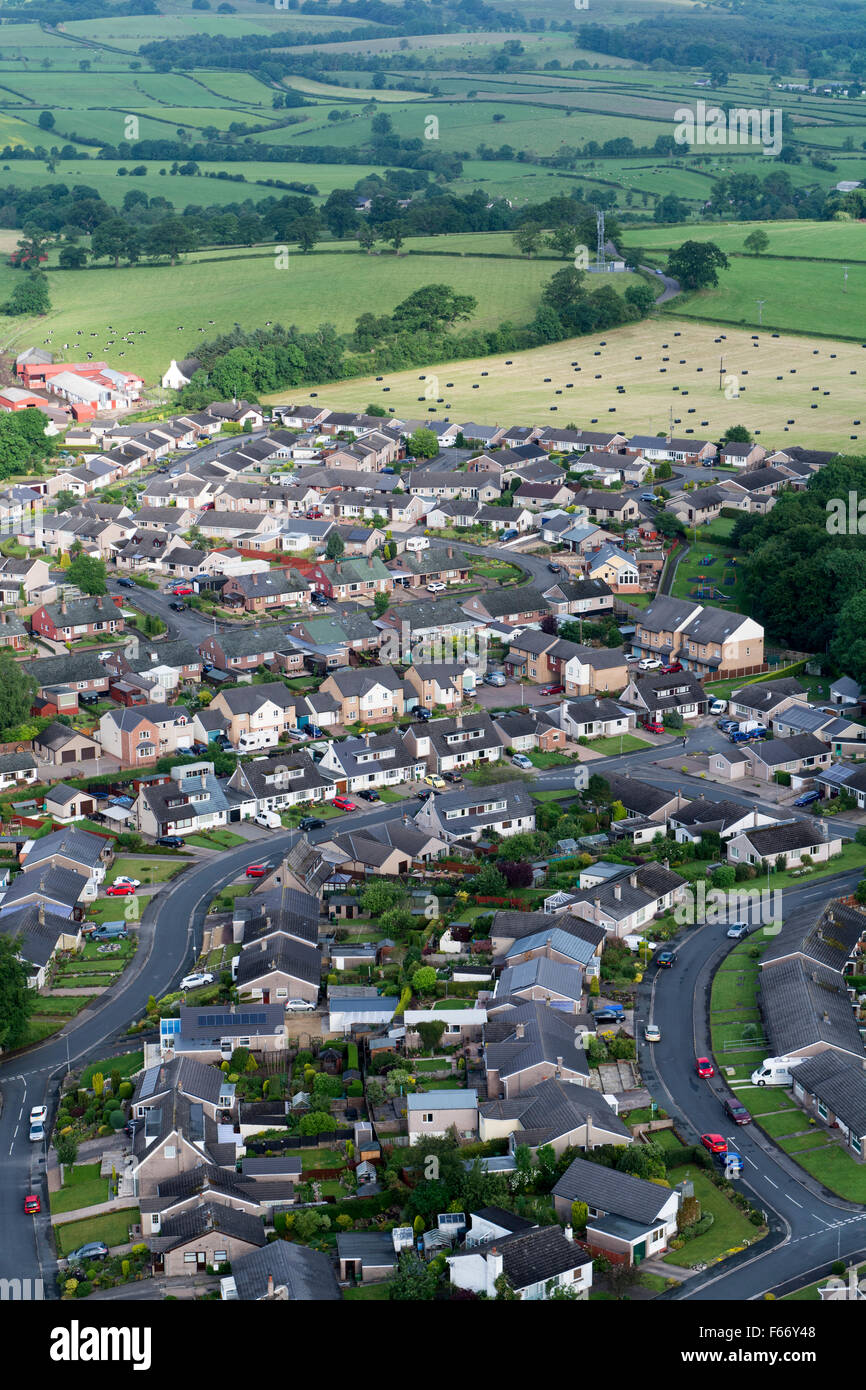Housing estate on the edge of the countryside, Appleby in Westmorland, Cumbria, UK. Stock Photo